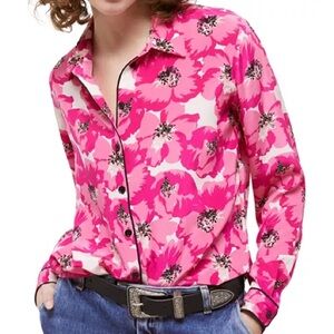 The Kooples NWT 100% Silk Summer Party Floral Button Down Shirt Size 0 / XS